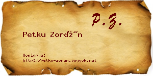 Petku Zorán névjegykártya
